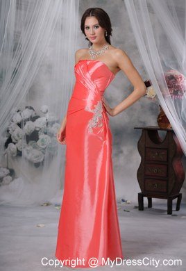 Watermelon Red Ruched Decorate Bust Prom Dress with Lace-up