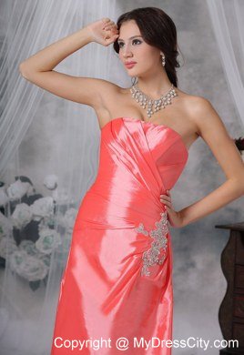 Watermelon Red Ruched Decorate Bust Prom Dress with Lace-up