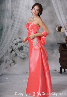 Watermelon Red Ruched Decorate Bust Prom Dress with Lace-up