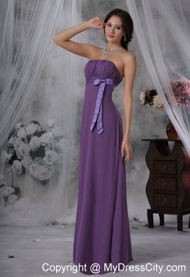 Ruched and Bowknot Decorate Bust Purple For 2013 Prom Dress