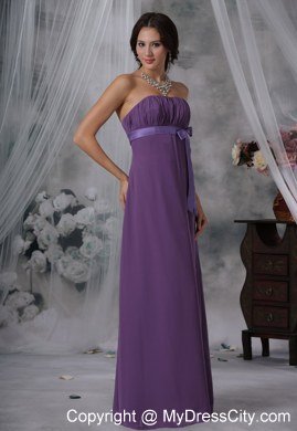 Ruched and Bowknot Decorate Bust Purple For 2013 Prom Dress