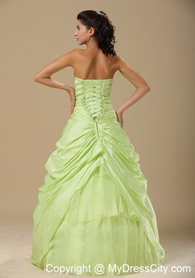 Tailor Made Flowers Sweetheart Beaded Yellow Green Sweet 16 Dresses