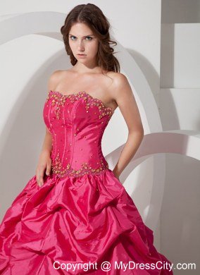 Custom Made Pick Ups and Beaded Coral Red Dresses For Sweet 16