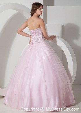 Beautiful Beaded Sweetheart Baby Pink Quinceanera Gowns For Cheap