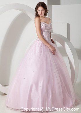 Beautiful Beaded Sweetheart Baby Pink Quinceanera Gowns For Cheap