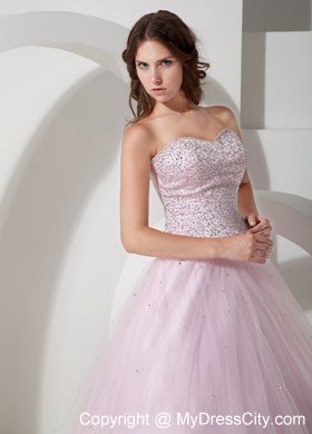 Beautiful Beaded Sweetheart Baby Pink Quinceanera Gowns For Cheap