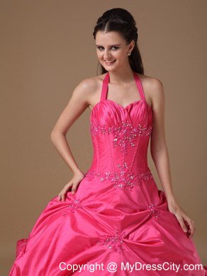 Hottest Style Halter Beading Hot Pink Dress For 2013 Sweet 16 On Sale