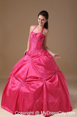 Hottest Style Halter Beading Hot Pink Dress For 2013 Sweet 16 On Sale