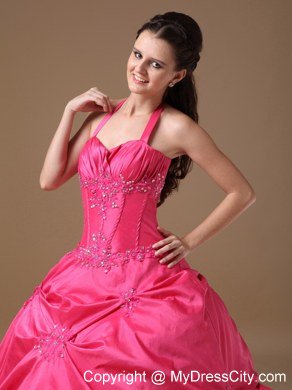 Hottest Style Halter Beading Hot Pink Dress For 2013 Sweet 16 On Sale