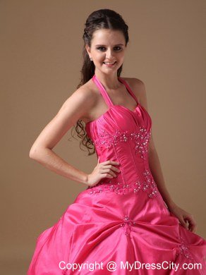 Hottest Style Halter Beading Hot Pink Dress For 2013 Sweet 16 On Sale