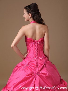 Hottest Style Halter Beading Hot Pink Dress For 2013 Sweet 16 On Sale