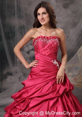 New Style Strapless Beading and Pick Ups Coral Red Quinceanera Dresses