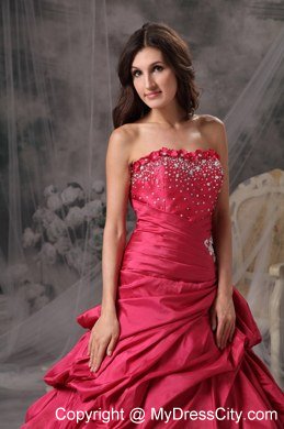 New Style Strapless Beading and Pick Ups Coral Red Quinceanera Dresses