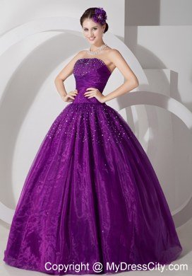 New Arrival Strapless Beaded Dark Purple Quinceanera Gowns For 2013