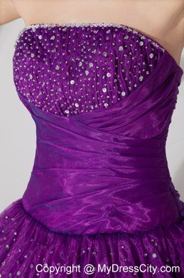 New Arrival Strapless Beaded Dark Purple Quinceanera Gowns For 2013