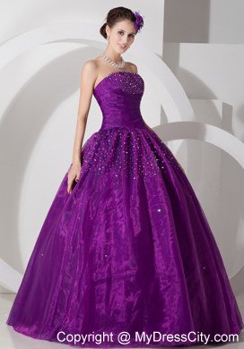 New Arrival Strapless Beaded Dark Purple Quinceanera Gowns For 2013