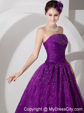 New Arrival Strapless Beaded Dark Purple Quinceanera Gowns For 2013