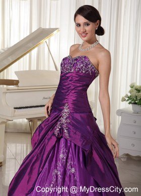 Hottest Style Sweetheart Appliques Purple Sweet 15 Dresses With Beading