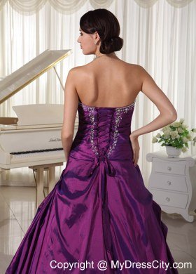 Hottest Style Sweetheart Appliques Purple Sweet 15 Dresses With Beading