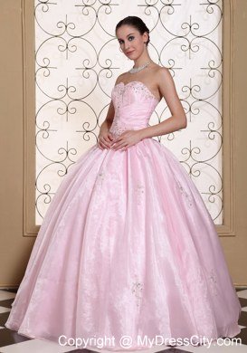 Pretty Sweetheart Beaded Baby Pink Quinceanera Gowns For Cheap