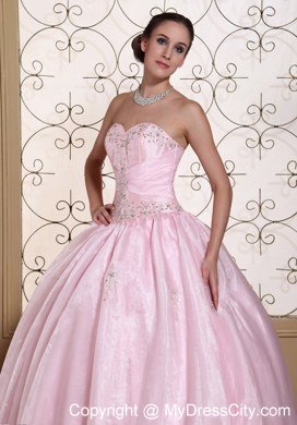 Pretty Sweetheart Beaded Baby Pink Quinceanera Gowns For Cheap