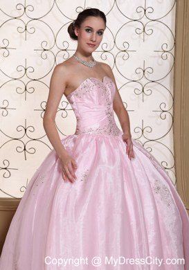 Pretty Sweetheart Beaded Baby Pink Quinceanera Gowns For Cheap