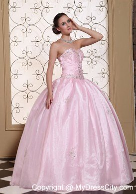 Pretty Sweetheart Beaded Baby Pink Quinceanera Gowns For Cheap