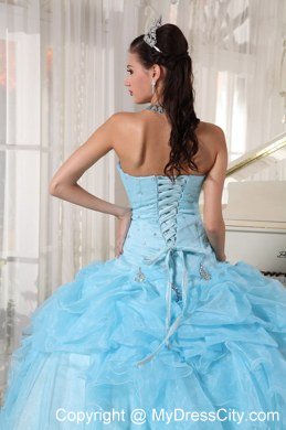 Tailor Made Strapless Beaded Baby Blue Quinceanera Gowns With Pick Ups