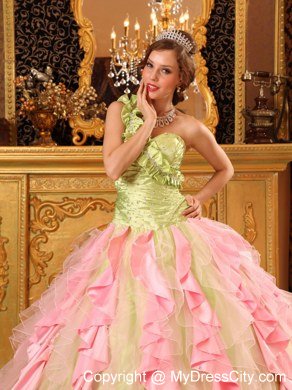 Taffeta and Organza One Shoulder Ruffles New Style Sweet 16 Dresses