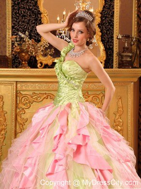 Taffeta and Organza One Shoulder Ruffles New Style Sweet 16 Dresses