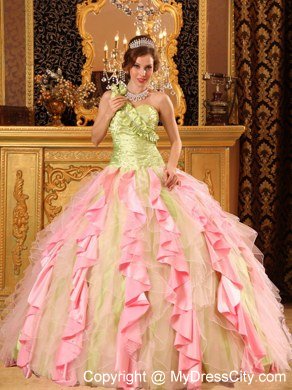 Taffeta and Organza One Shoulder Ruffles New Style Sweet 16 Dresses