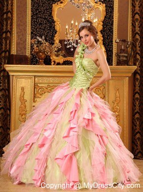 Taffeta and Organza One Shoulder Ruffles New Style Sweet 16 Dresses