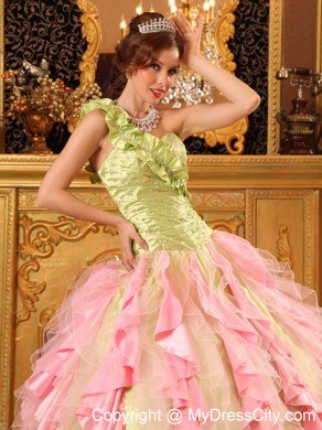 Taffeta and Organza One Shoulder Ruffles New Style Sweet 16 Dresses