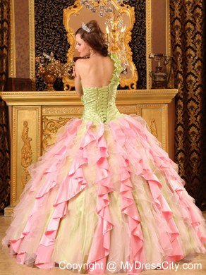 Taffeta and Organza One Shoulder Ruffles New Style Sweet 16 Dresses