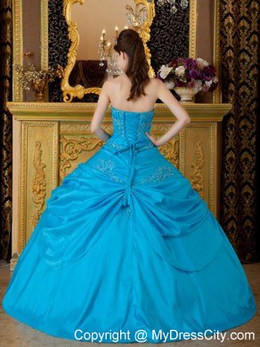 Appliques Strapless Taffeta 2013 Cheap Quinceanera Dress in Sky Blue