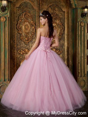 Strapless Princess Cheap Sweet 15 Dresses in Baby Pink With Ruching