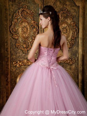 Strapless Princess Cheap Sweet 15 Dresses in Baby Pink With Ruching