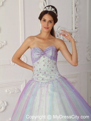 Hottest Style Sweetheart Beaded Quinceanera Dress With Colorful Tulle