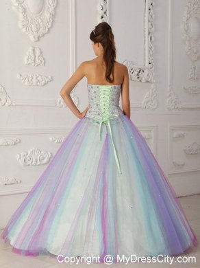 Hottest Style Sweetheart Beaded Quinceanera Dress With Colorful Tulle