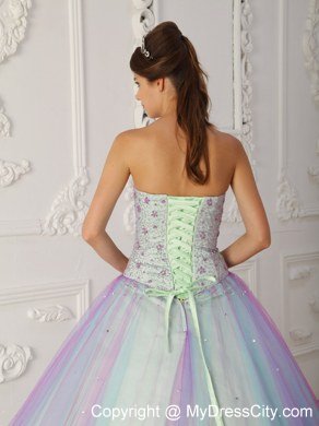 Hottest Style Sweetheart Beaded Quinceanera Dress With Colorful Tulle