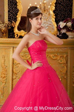 A-line Strapless Appliques Hot Pink Quinceanera Dresses For Cheap