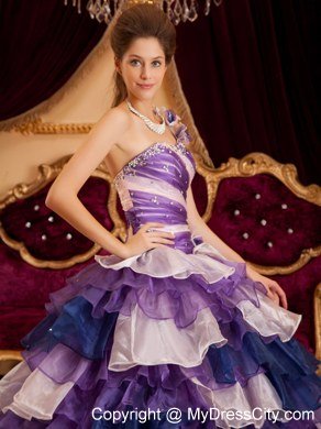 Perfect Princess One Shoulder Flower Layers Dress for Sweet 16