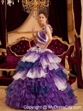 Perfect Princess One Shoulder Flower Layers Dress for Sweet 16