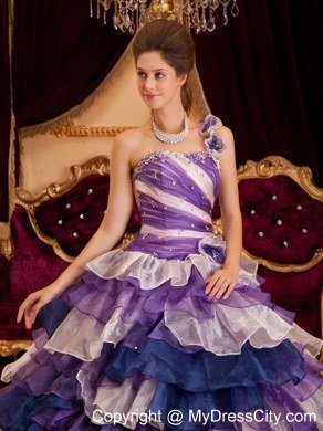 Perfect Princess One Shoulder Flower Layers Dress for Sweet 16