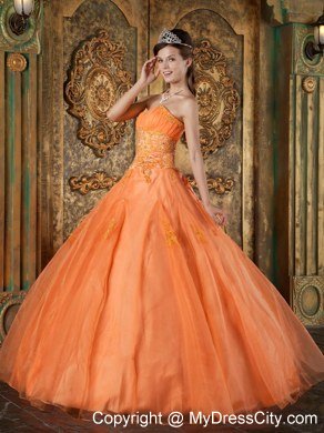 Appliques Sweetheart Orange Quinceanera Dress for 2013