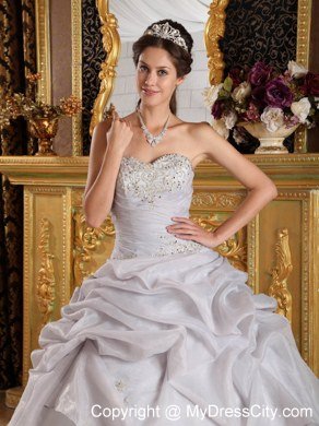 Pick Up and Beading Grey Sweetheart Quinceanera Dress Under 300