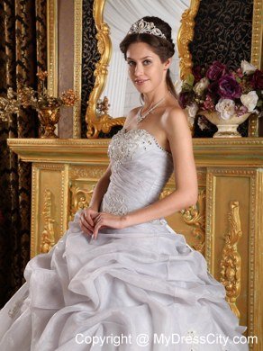 Pick Up and Beading Grey Sweetheart Quinceanera Dress Under 300