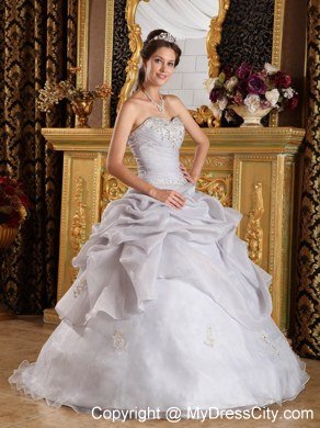 Pick Up and Beading Grey Sweetheart Quinceanera Dress Under 300