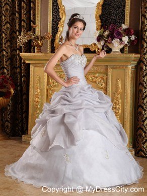 Pick Up and Beading Grey Sweetheart Quinceanera Dress Under 300