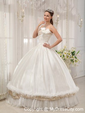 Luxurious White Ball Gown Strapless Beading Quinceanera Dresses